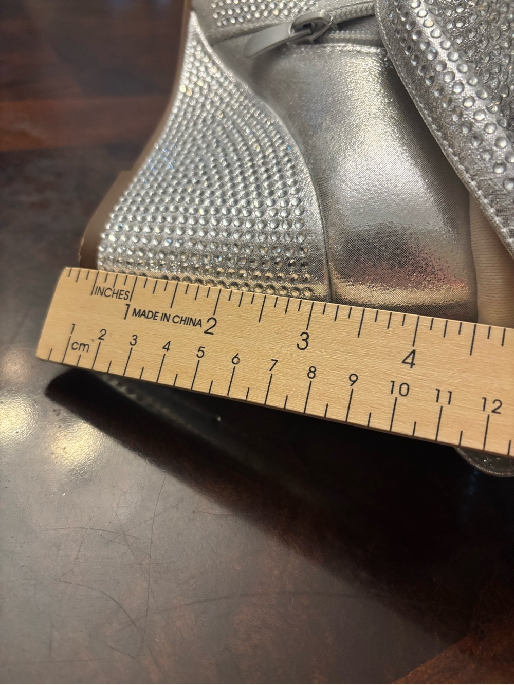 Women's Silver Sequin Knee-High Wedge Boots - Picture 5 of 7